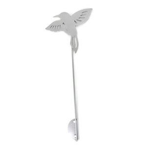 Animal Wildlife Style Steel Rustic Metal Yard Stake (Hummingbird 20", Silver)